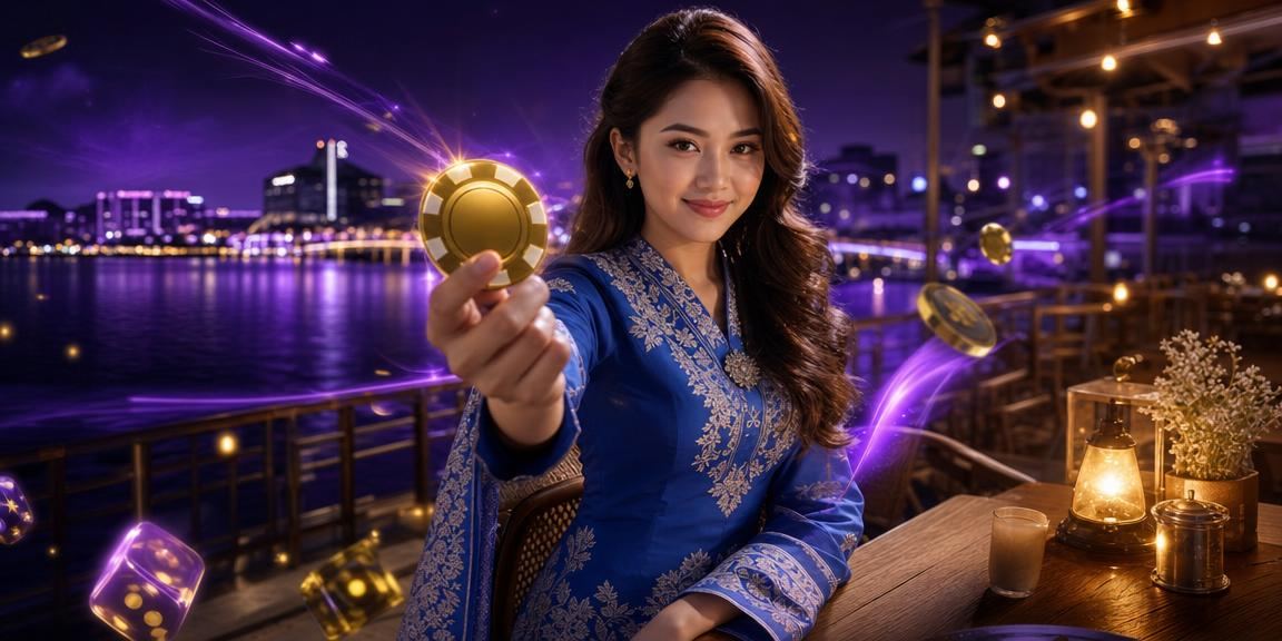Pengguna Malaysia dalam pakaian tradisional mengakses aplikasi kasino vr77 dari telefon